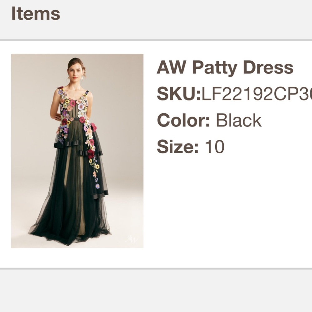 Floor length gown-gauze and floral appliqué